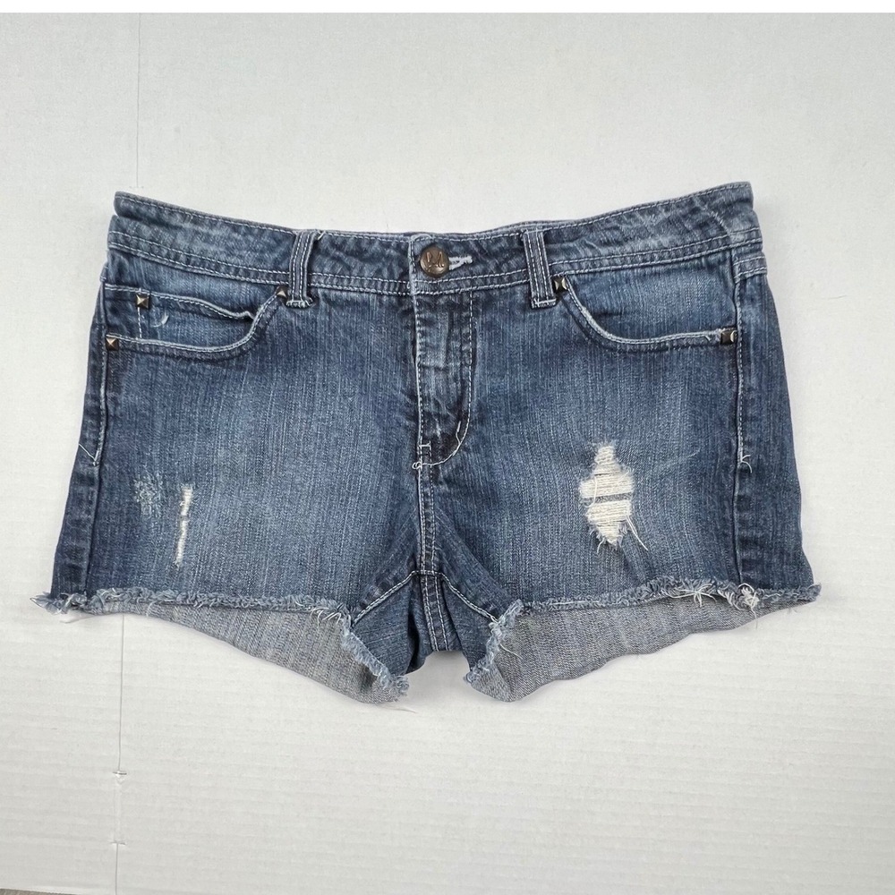 Miley Cyrus x Max Azria Denim Shorts Women's 11 Y2K Distressed Low Rise